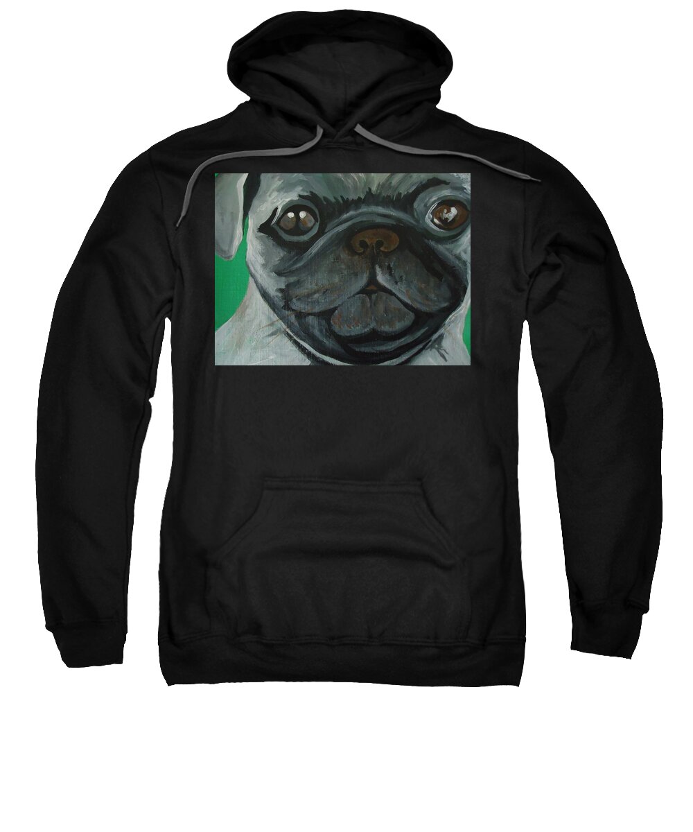 Pug Sweatshirt featuring the painting PUG by Leslie Manley