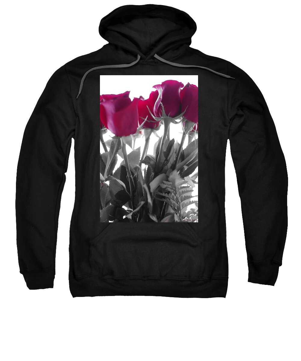 Flowers Sweatshirt featuring the photograph Red Rose Color Block by Joseph Hedaya