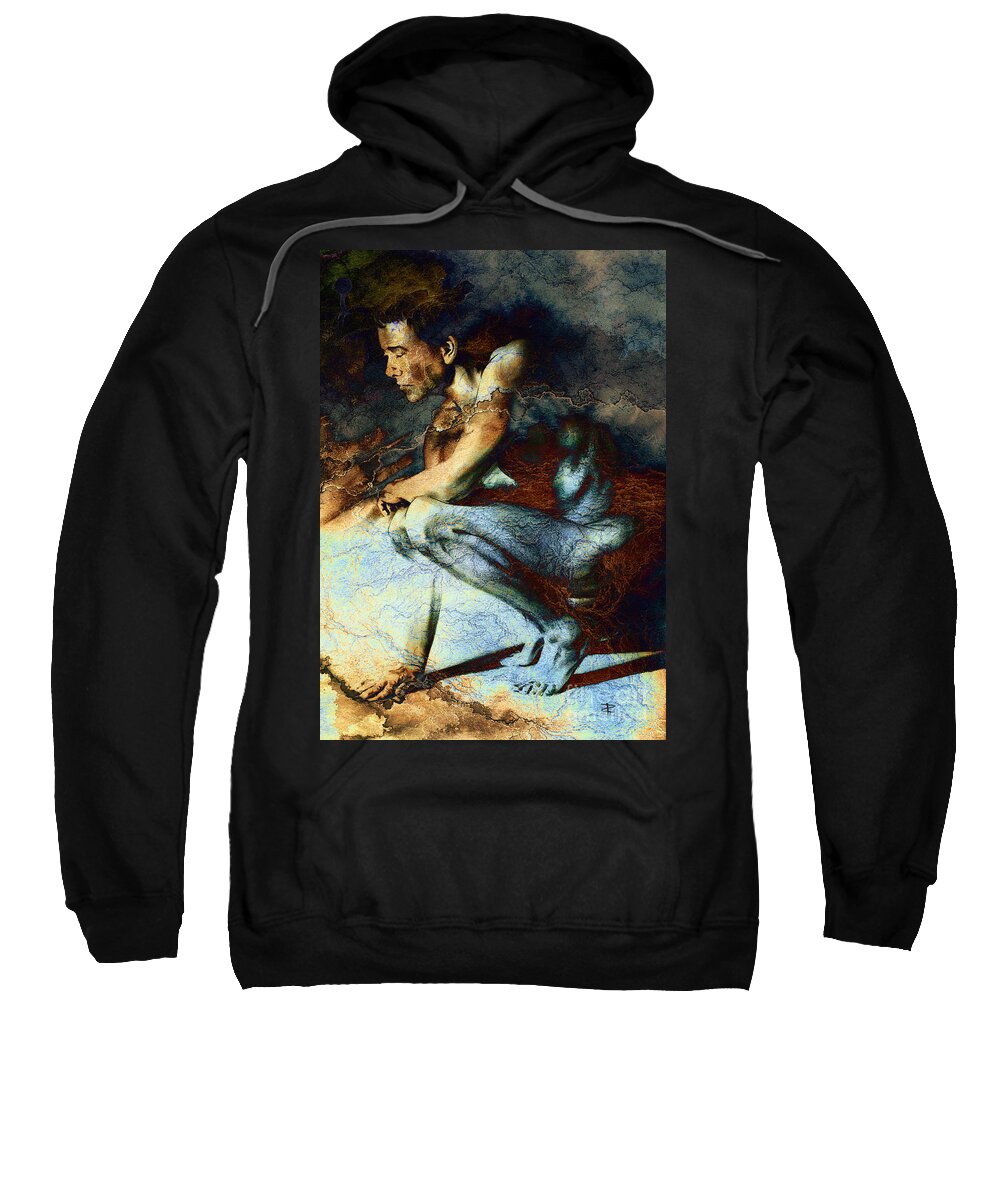 Resting Drawing Sweatshirt featuring the drawing Resting drawing with texture by Paul Davenport