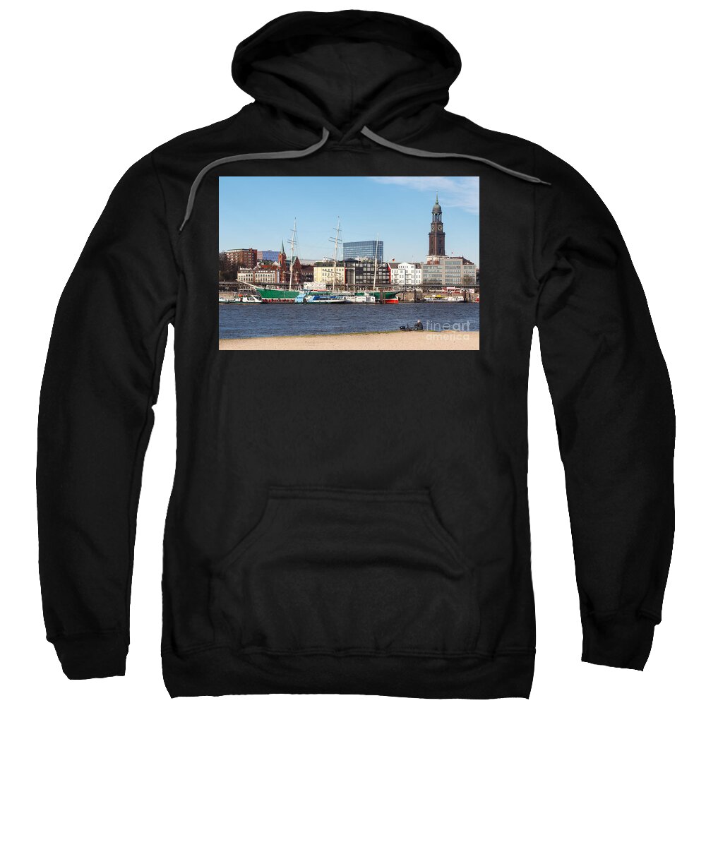 2014 Sweatshirt featuring the photograph Rickmer Rickmers from across the Elbe by Jannis Werner