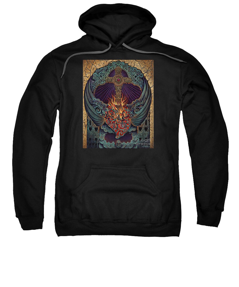 Sacred Sweatshirt featuring the painting Sacred Heart by Ricardo Chavez-Mendez