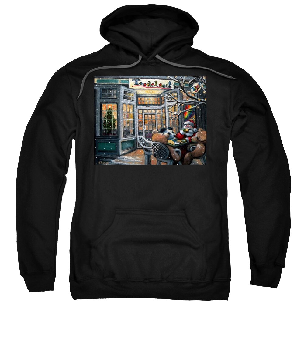 Toys Sweatshirt featuring the painting Santa At Toodeloos Toy Store by Eileen Patten Oliver