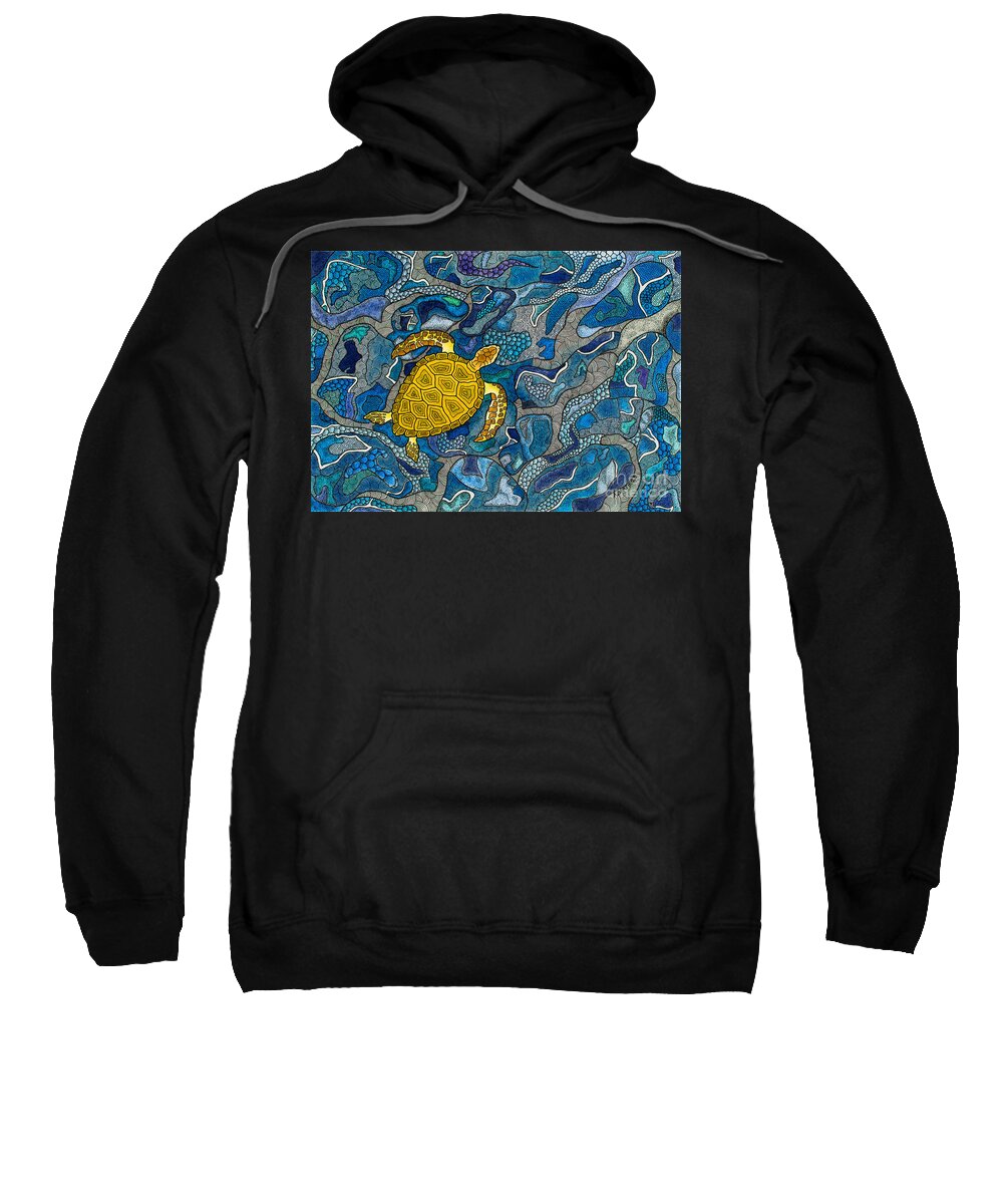 Turtle Sweatshirt featuring the drawing Sea Turtle Impression by Andreas Berthold