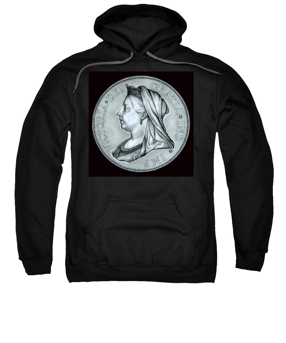 Coin Sweatshirt featuring the drawing Silver Royal Queen Victoria by Fred Larucci