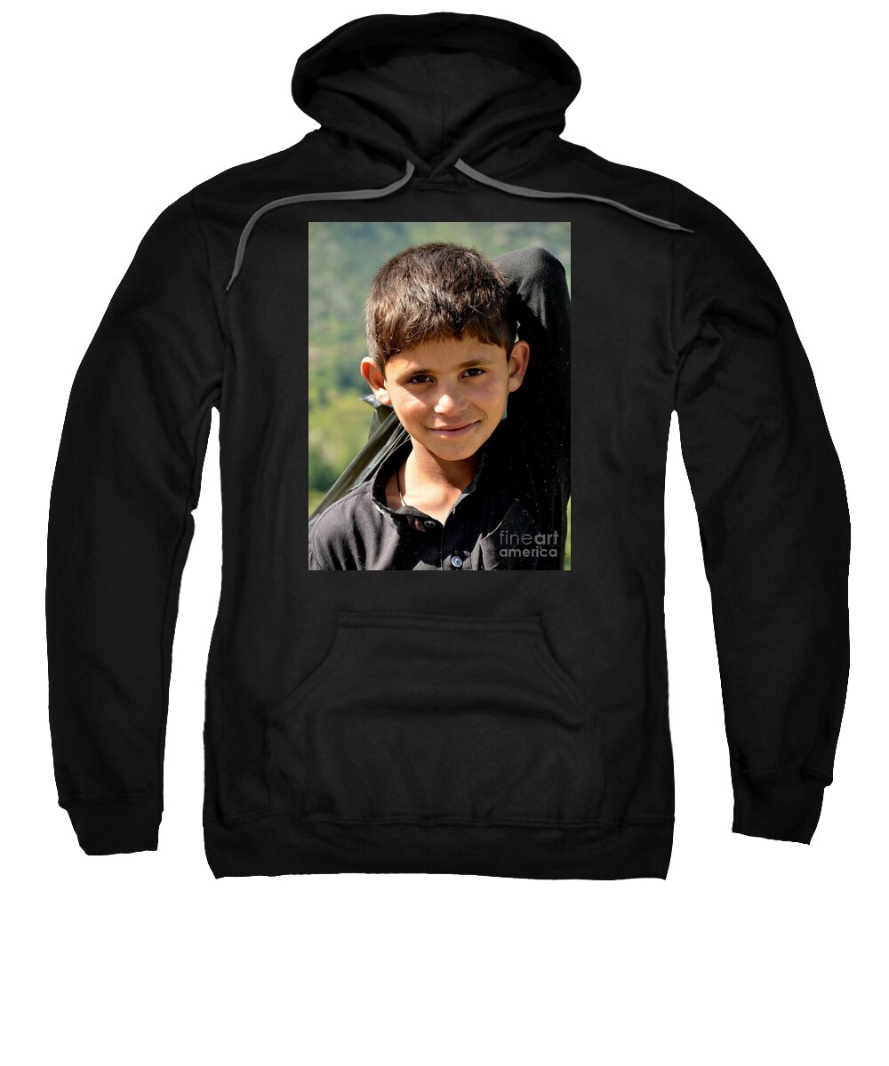 Boy Sweatshirt featuring the photograph Smiling boy in the Swat Valley - Pakistan by Imran Ahmed
