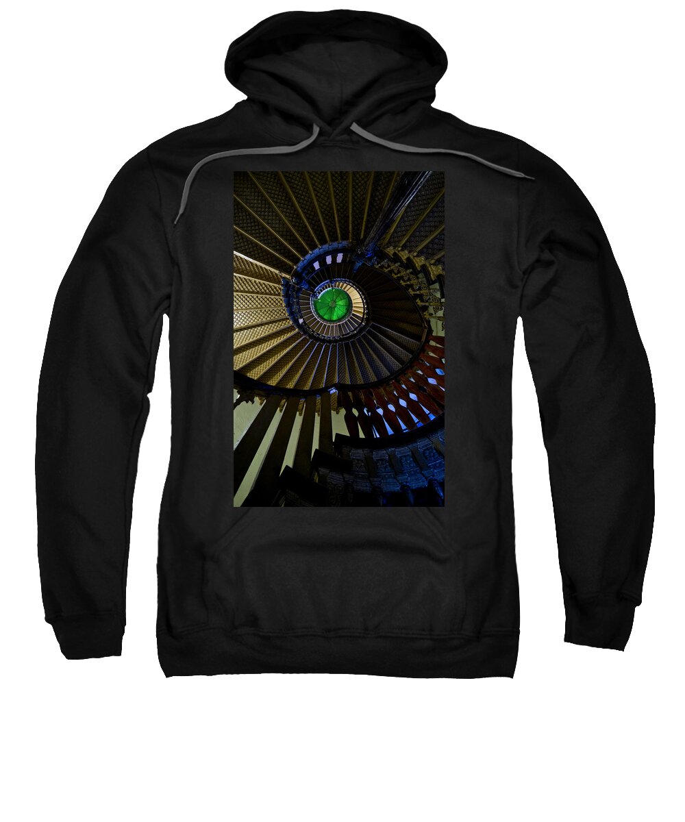 Architecture.spiral Sweatshirt featuring the photograph Spiral staircase with green ceiling by Jaroslaw Blaminsky