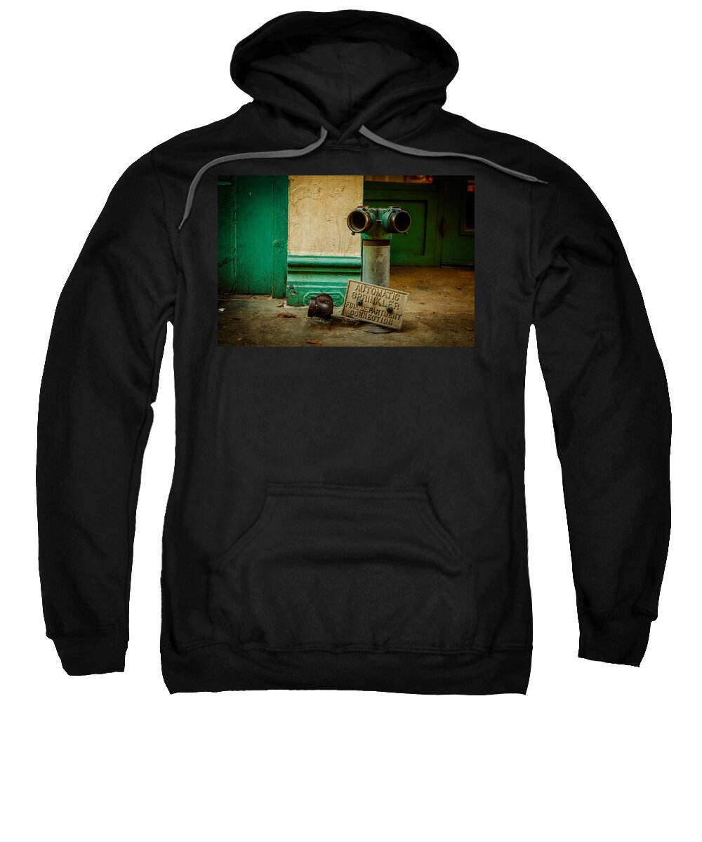Architecture Sweatshirt featuring the photograph Sprinkler Green by Melinda Ledsome