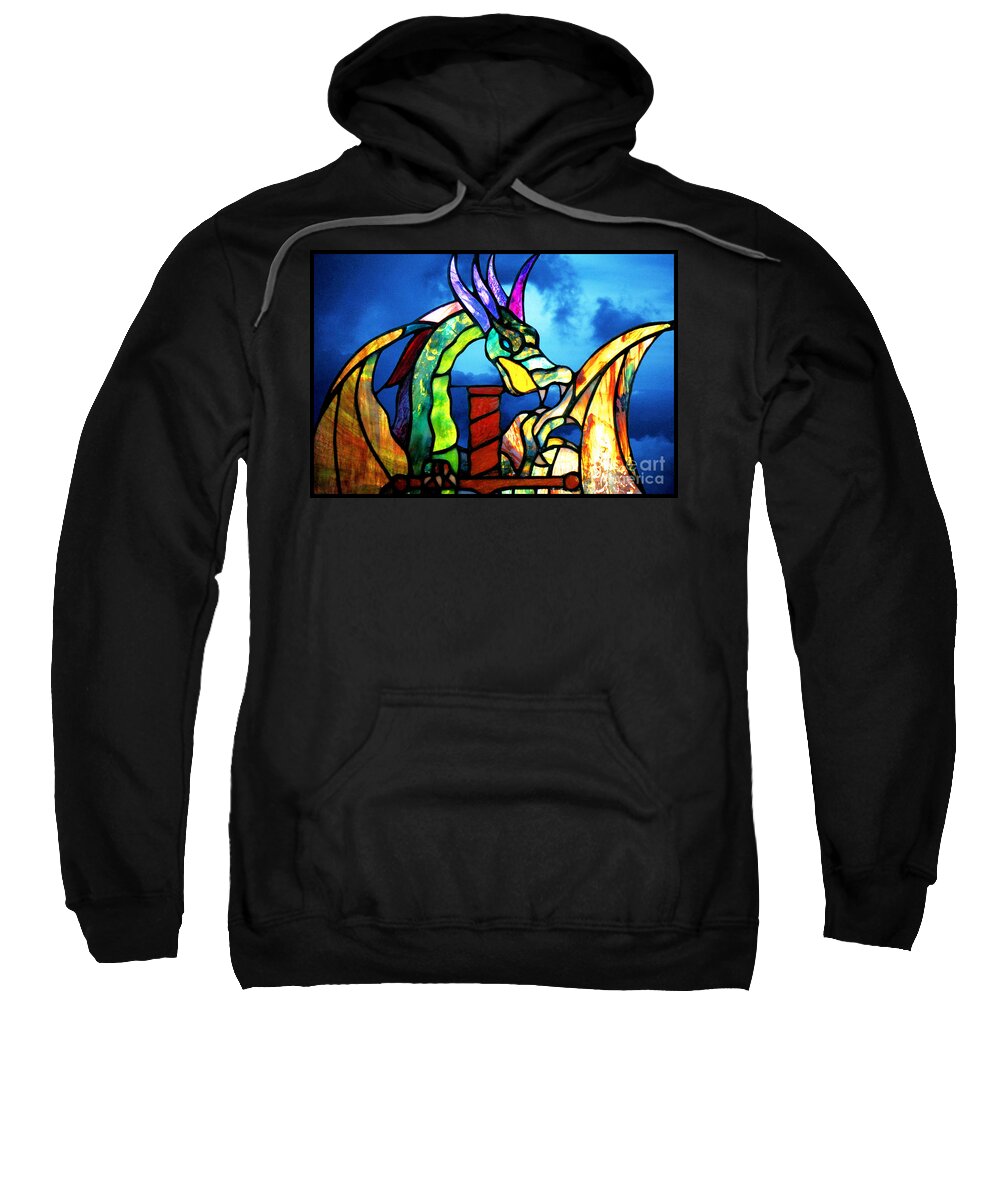 Dragon Sweatshirt featuring the photograph Stained Glass Dragon by Ellen Cotton