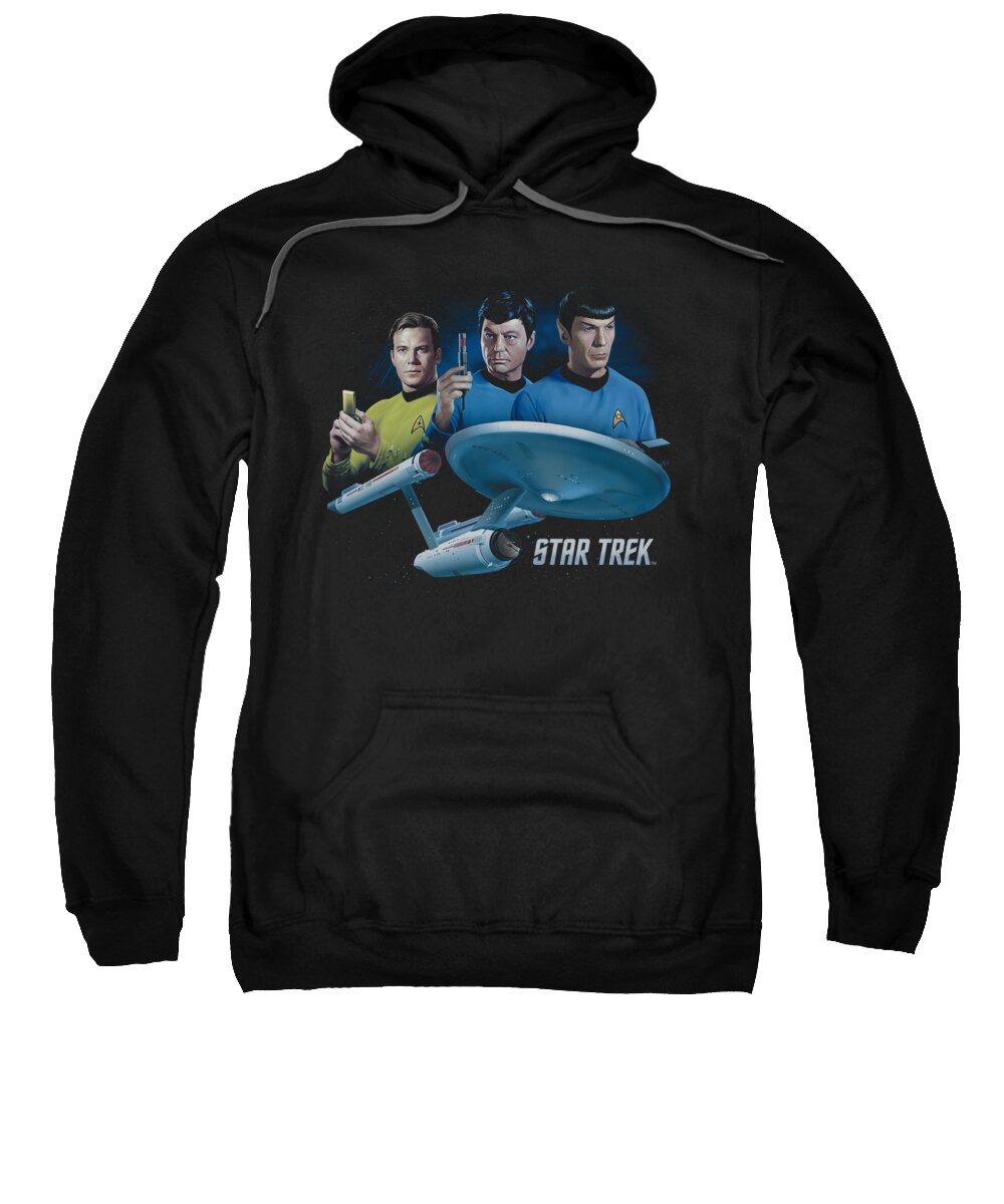 Star Trek Sweatshirt featuring the digital art Star Trek - Main Three by Brand A