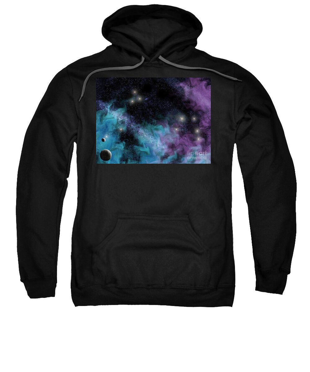 Nebula Sweatshirt featuring the digital art Starscape Nebula by Antony McAulay