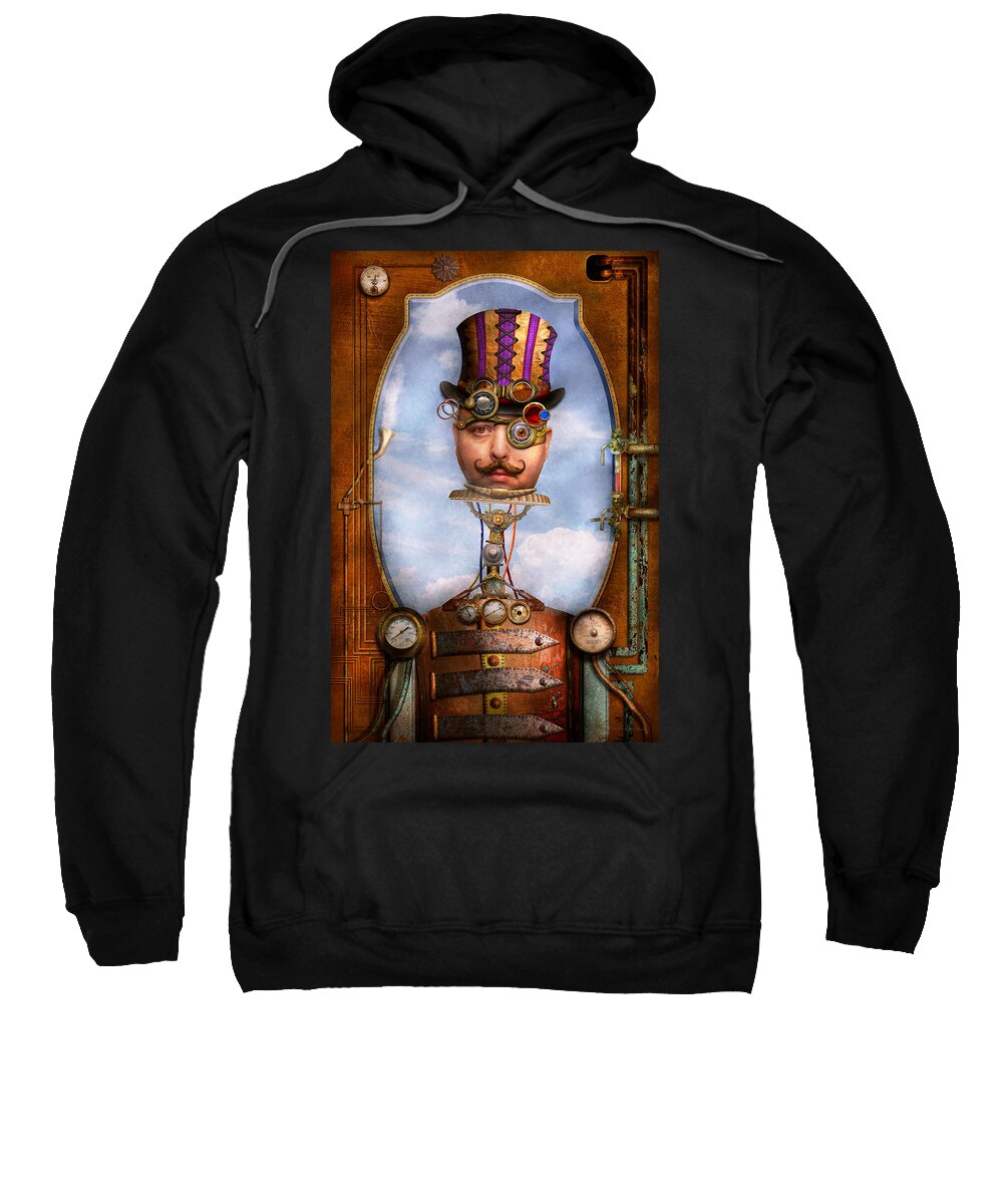 Robot Sweatshirt featuring the digital art Steampunk - Integrated by Mike Savad