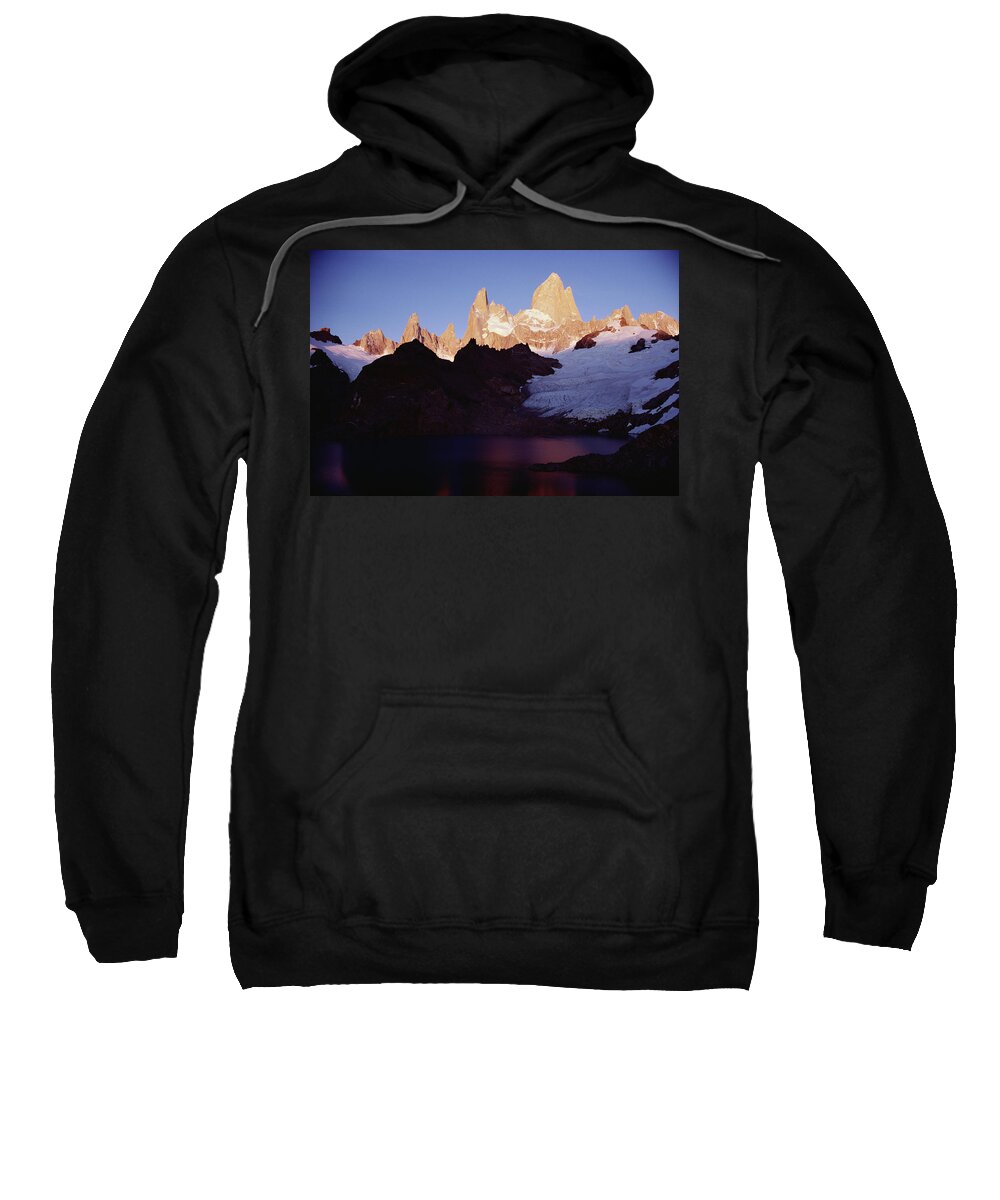 Feb0514 Sweatshirt featuring the photograph Sunrise Glow On Fitzroy Massif Los by Tui De Roy