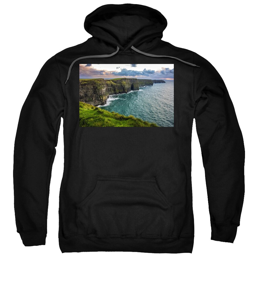 Ireland Sweatshirt featuring the photograph Sunset at the Cliffs of Moher by Pierre Leclerc Photography