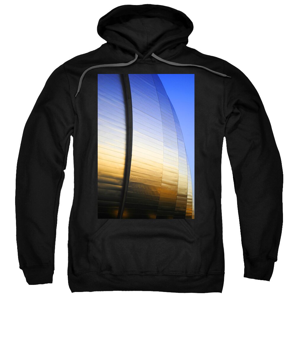 Kansas City Sweatshirt featuring the photograph Sunset glow in Kauffman Center for the Performing Arts by Glory Ann Penington