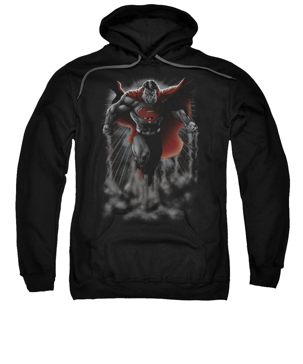  Sweatshirt featuring the digital art Superman - Above The Clouds by Brand A