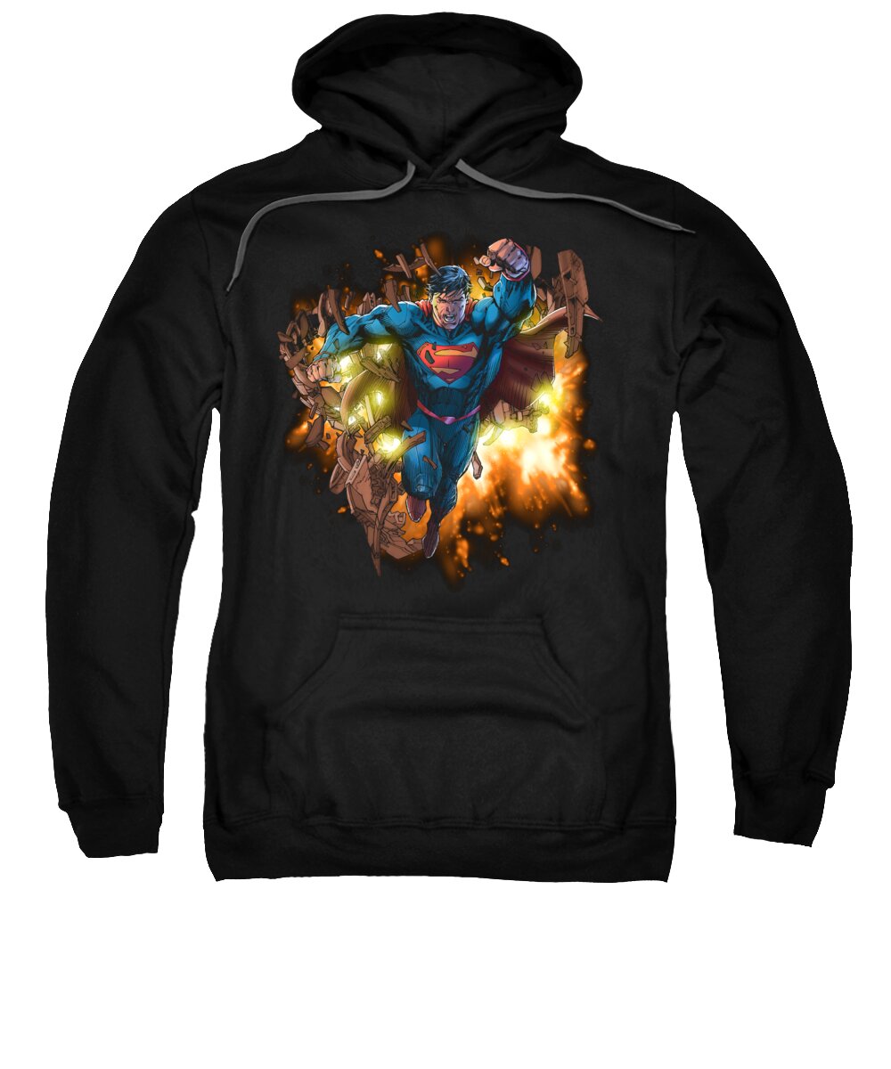  Sweatshirt featuring the digital art Superman - Blasting Through by Brand A