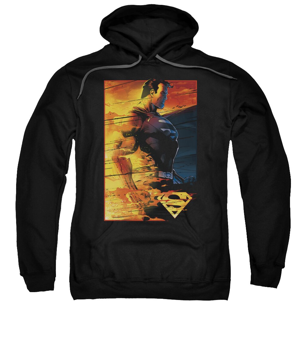 Superman Sweatshirt featuring the digital art Superman - Fireproof by Brand A