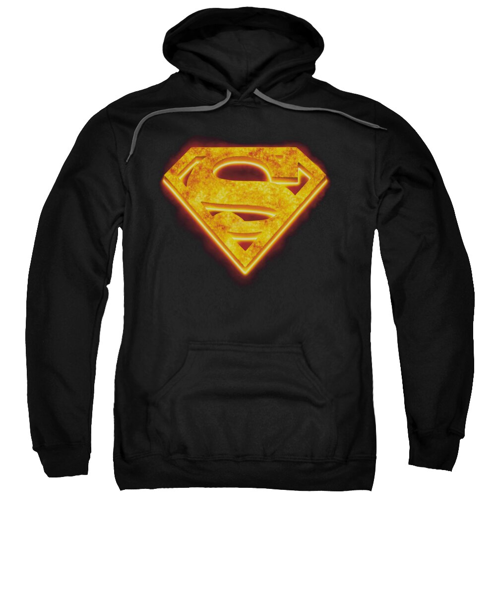 Superman Sweatshirt featuring the digital art Superman - Hot Steel Shield by Brand A