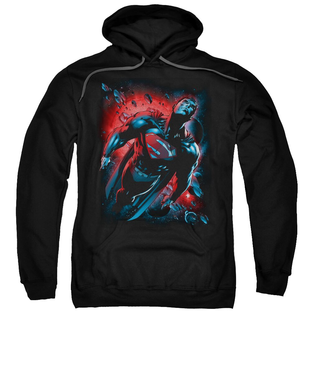 Sweatshirt featuring the digital art Superman - Red Sun by Brand A