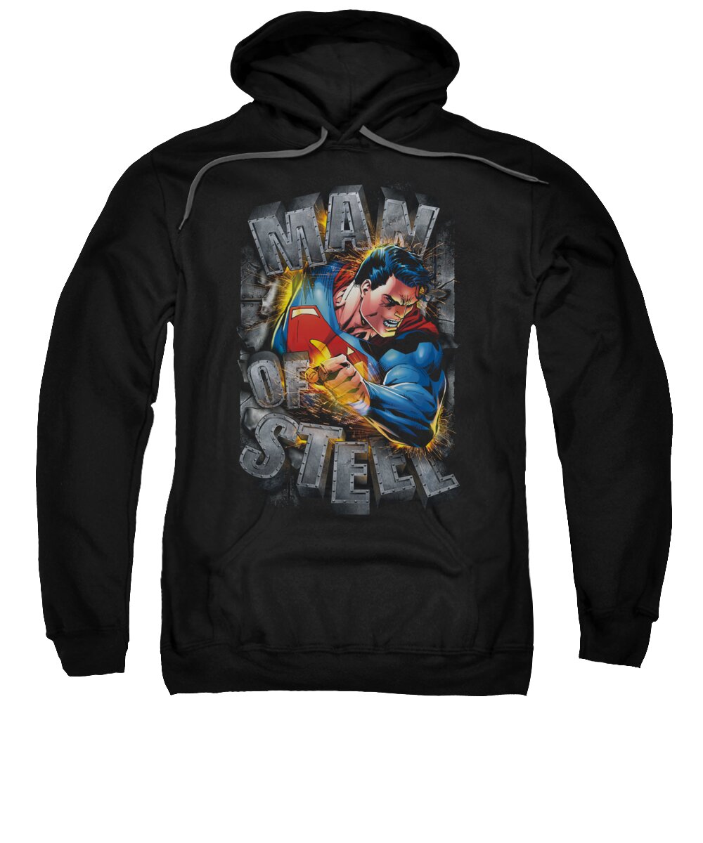 Superman Sweatshirt featuring the digital art Superman - Ripping Steel by Brand A