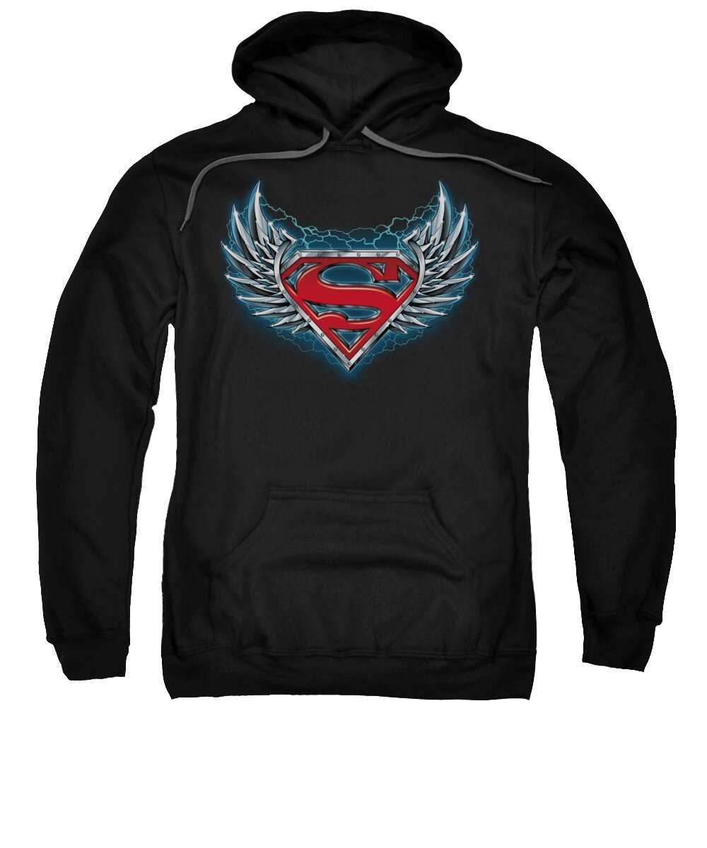 Superman Sweatshirt featuring the digital art Superman - Steel Wings Logo by Brand A