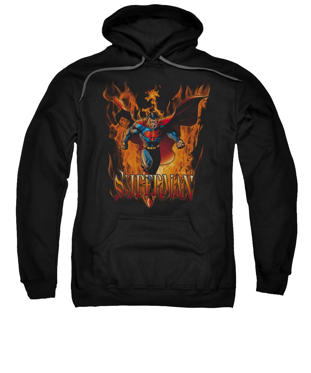 Superman Sweatshirt featuring the digital art Superman - Through The Fire by Brand A