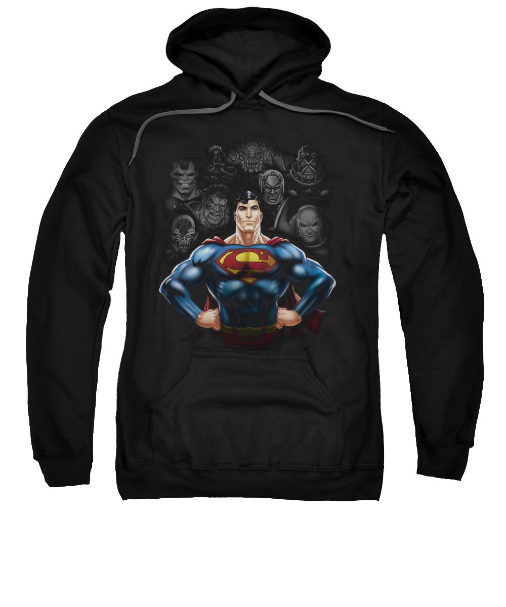 Superman Sweatshirt featuring the digital art Superman - Villains by Brand A