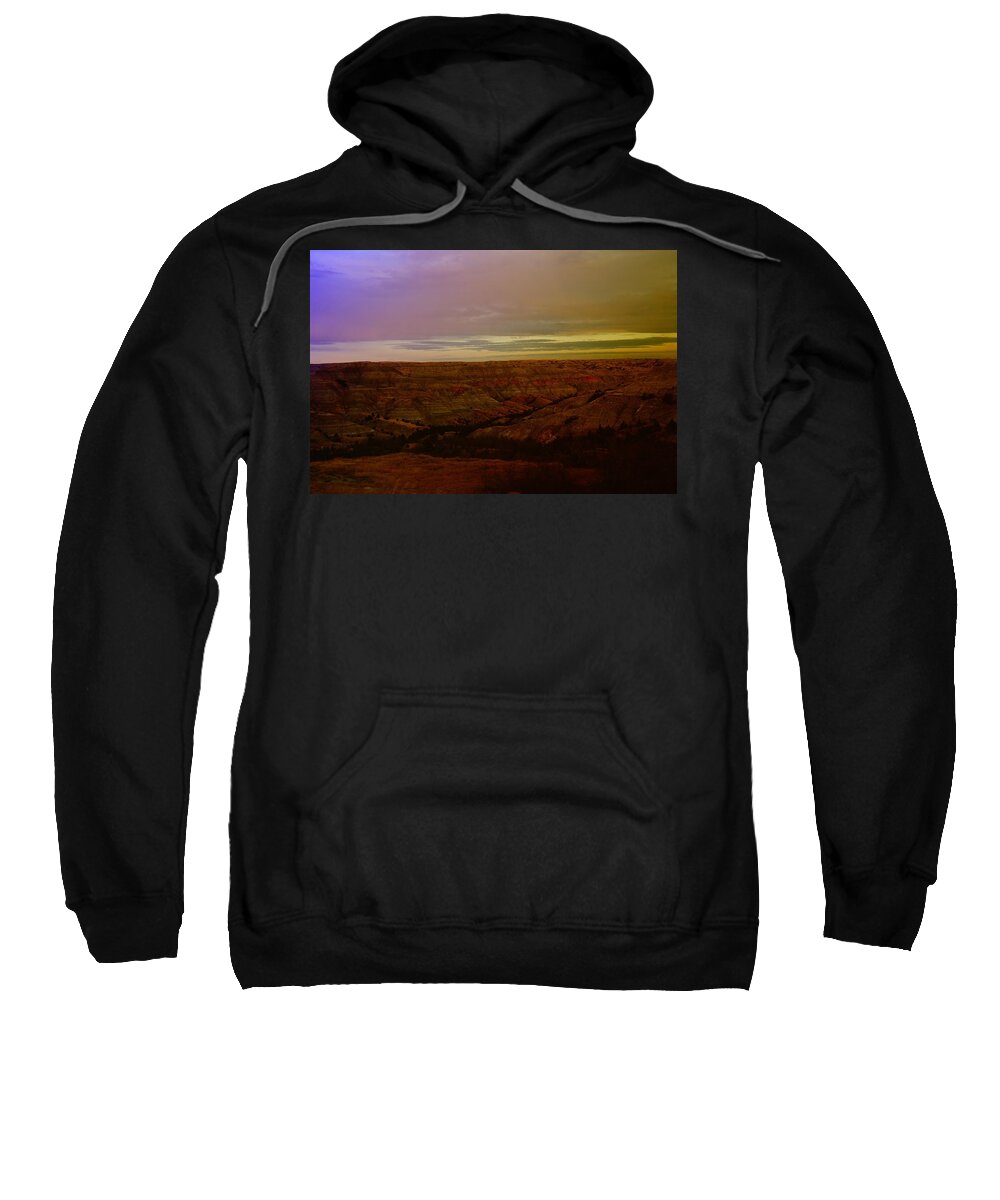 Badlands Sweatshirt featuring the photograph The Badlands by Jeff Swan