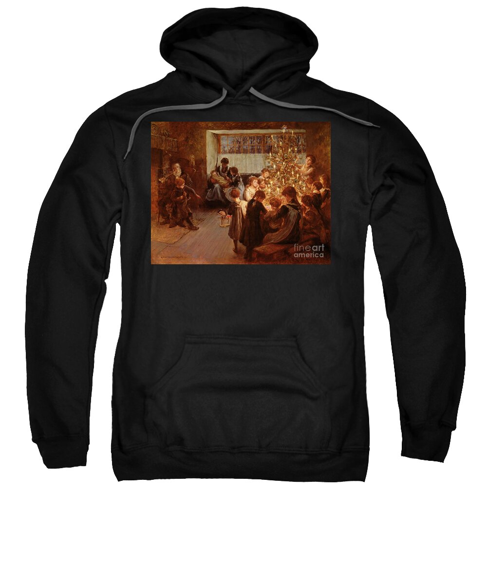 Victorian Sentiment Sweatshirt featuring the painting The Christmas Tree by Albert Chevallier Tayler