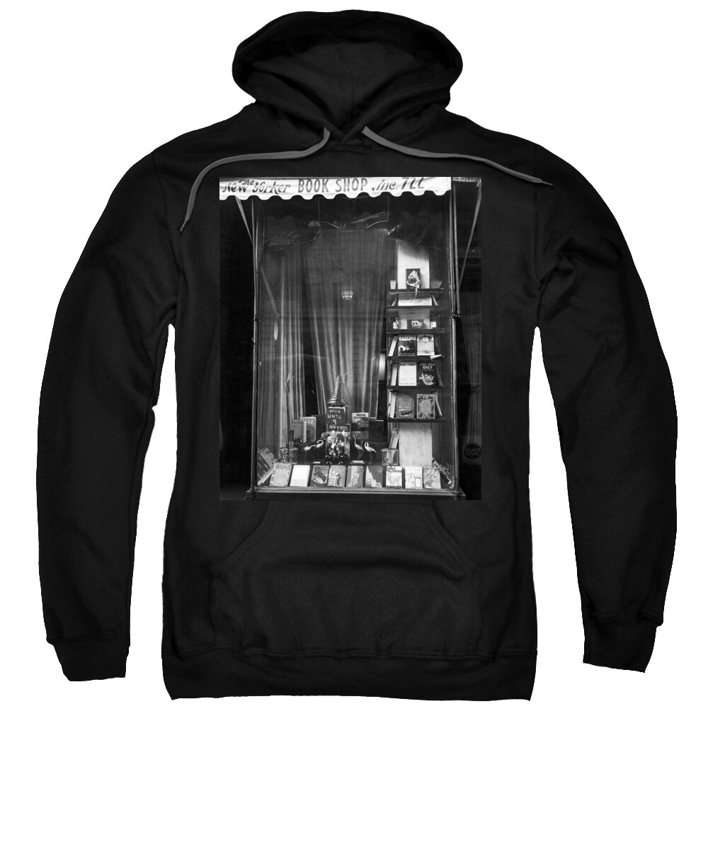 1930 Sweatshirt featuring the photograph The New Yorker Book Shop by Underwood Archives