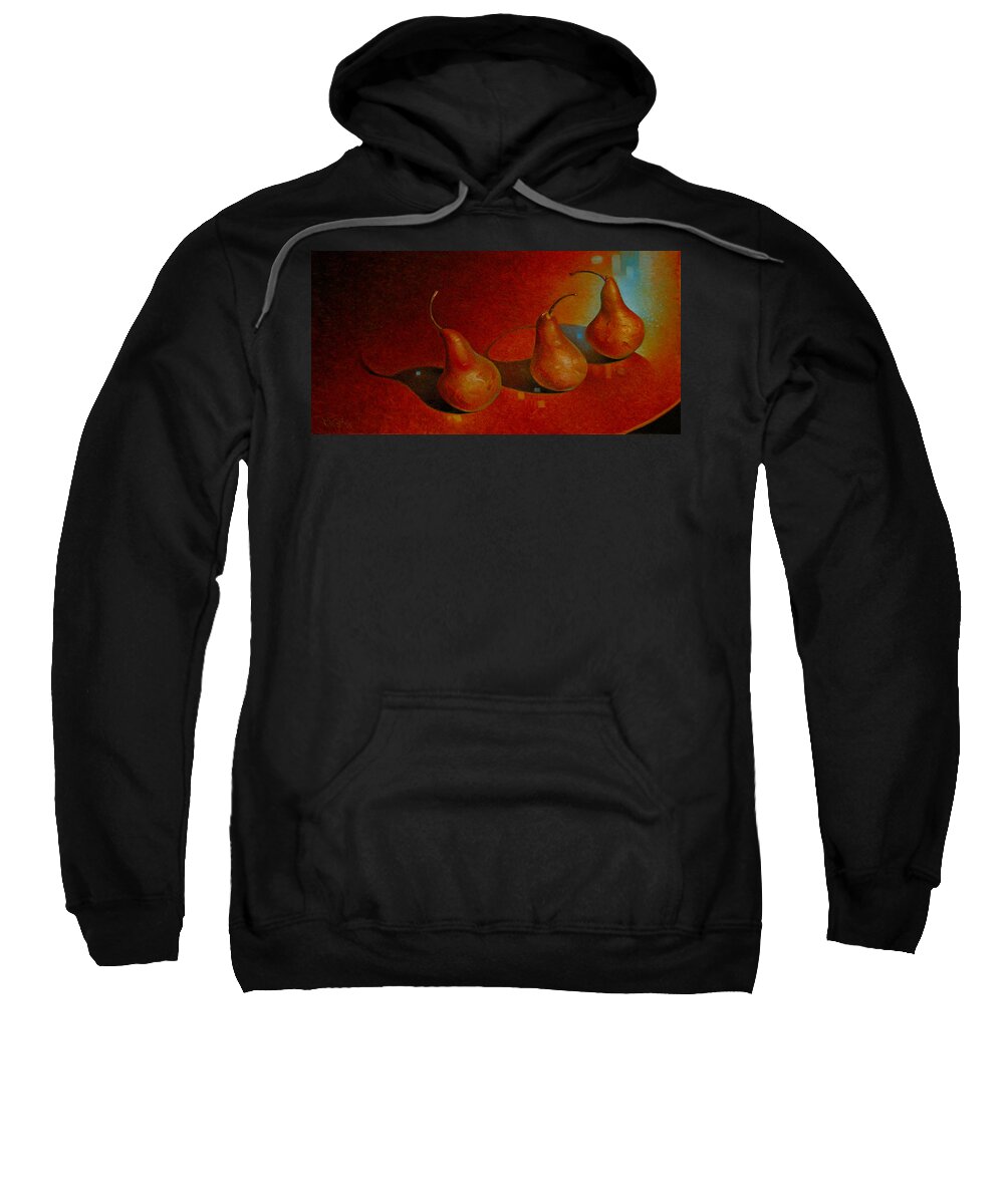 Fruit Sweatshirt featuring the painting The Pyrus Communis Trio by T S Carson