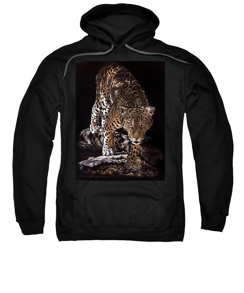 Animal Sweatshirt featuring the painting Tikal out of the darkness by Linda Becker