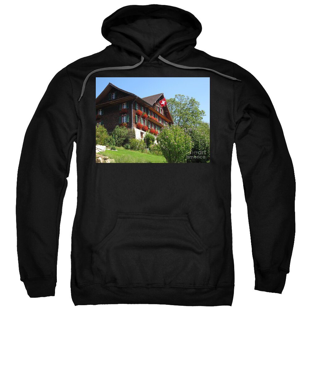 Architecture Sweatshirt featuring the photograph Traditional wooden Swiss House by Amanda Mohler