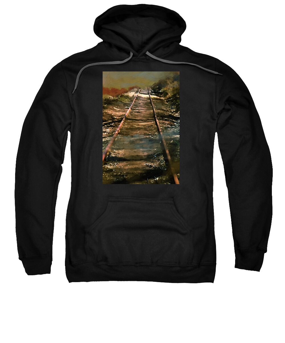 Tracks Sweatshirt featuring the painting Train Track to Hell by RC DeWinter