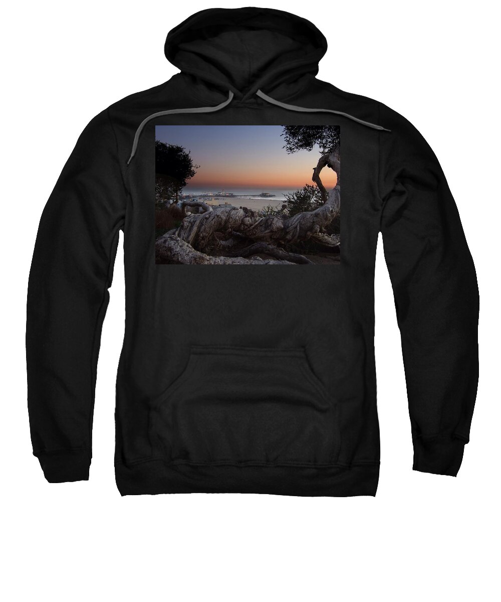 Beach Sweatshirt featuring the photograph Tree and Pier by Steve Ondrus