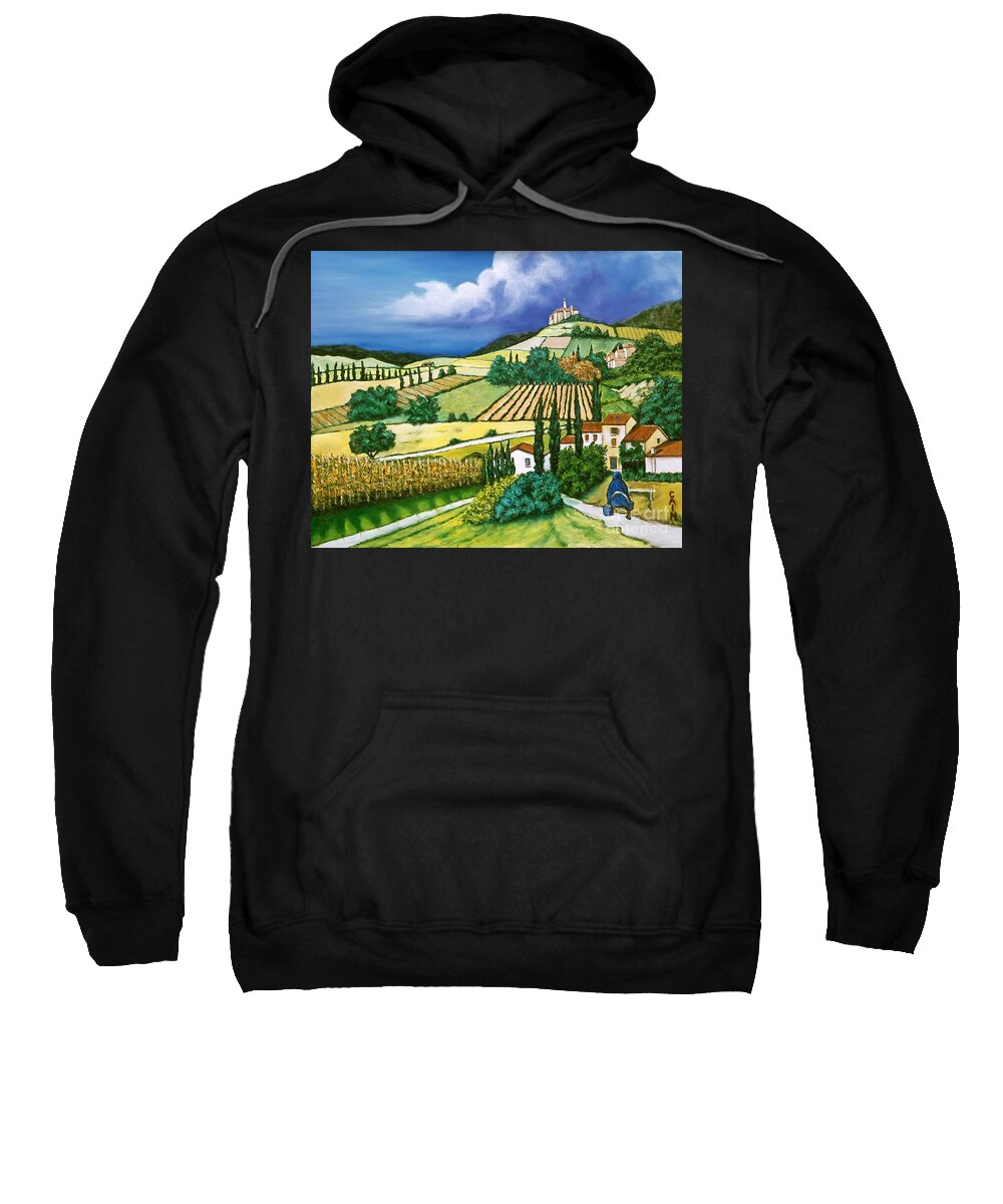  Tuscany Art Print Sweatshirt featuring the painting Tuscan Fields by William Cain