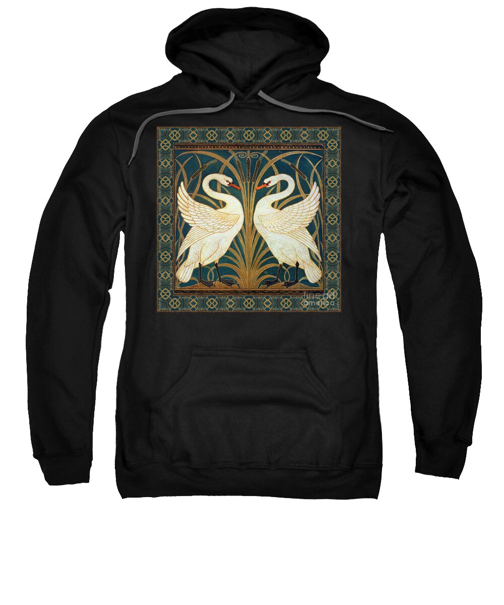 Walter Crane Sweatshirt featuring the painting Two Swans by Walter Crane