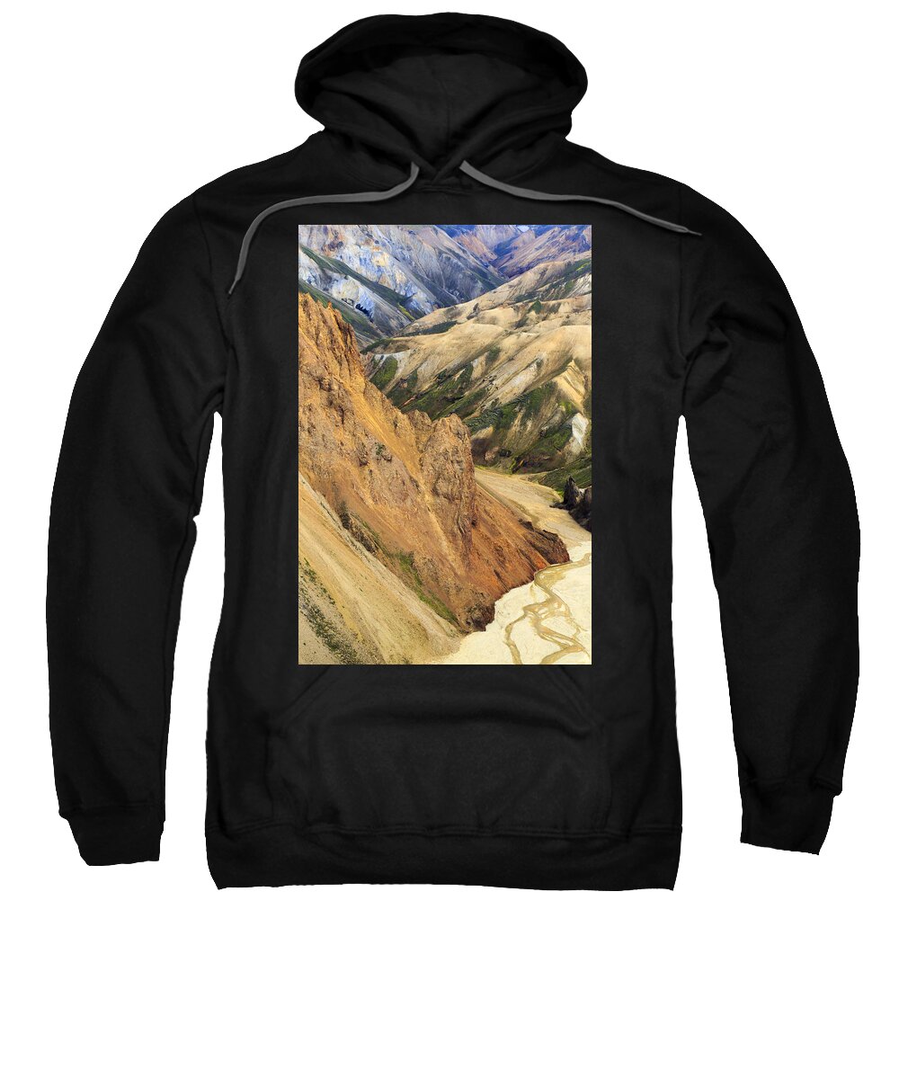 Nis Sweatshirt featuring the photograph Valley Through Rhyolite Mountains by Mart Smit