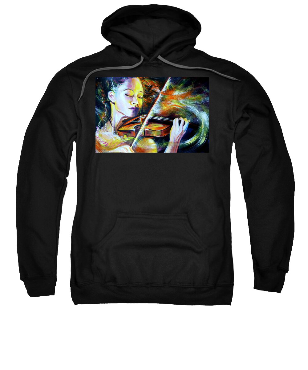 Acrylic Sweatshirt featuring the painting Vanessa-Mae.Power of Music by Anna Duyunova