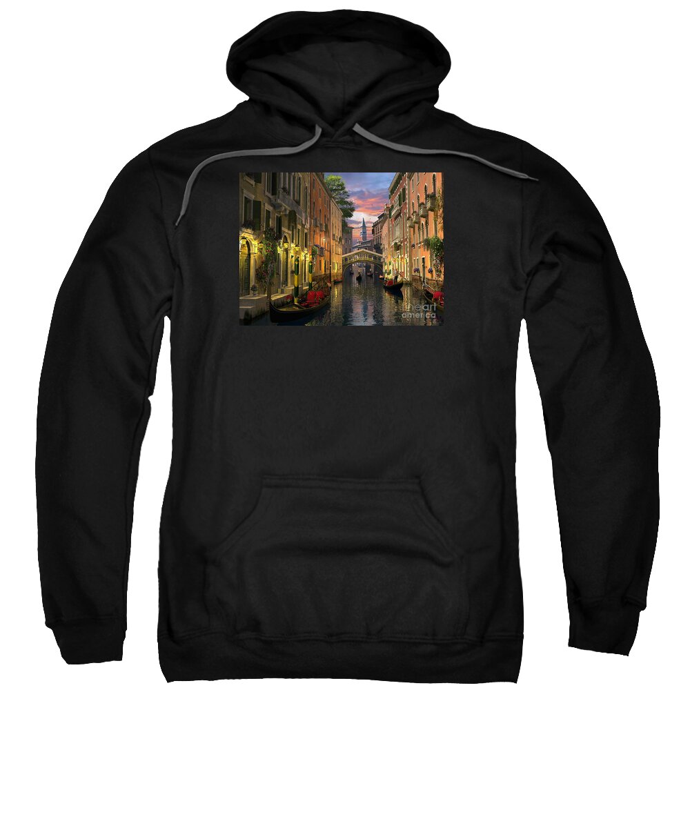 Venice Sweatshirt featuring the digital art Venice at Dusk by MGL Meiklejohn Graphics Licensing
