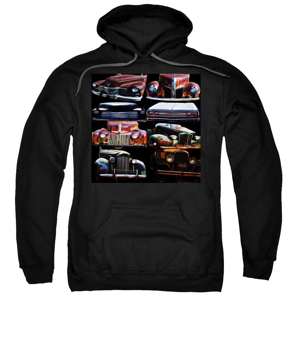 Cars Sweatshirt featuring the digital art Vintage Cars Collage 2 by Cathy Anderson