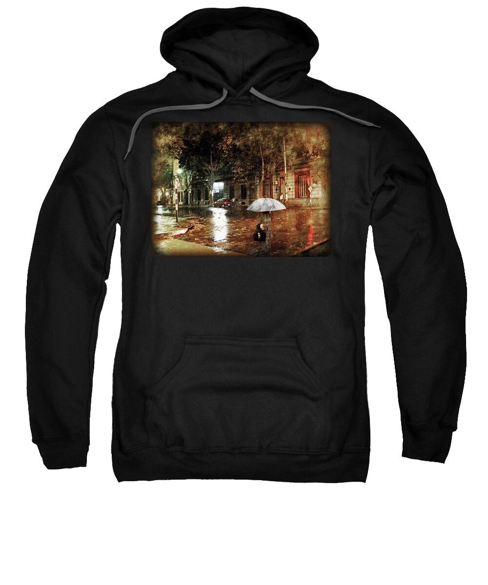 Rain Sweatshirt featuring the digital art Warm Rainy Evening by Pennie McCracken