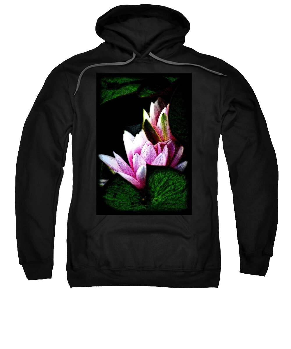 Water Lily Sweatshirt featuring the digital art Water Lilies III by Kathy Sampson