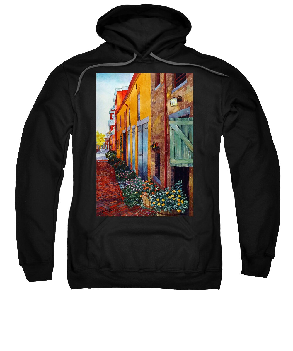 Weathered Sweatshirt featuring the painting Weathered Door Rustic Path by Mick Williams