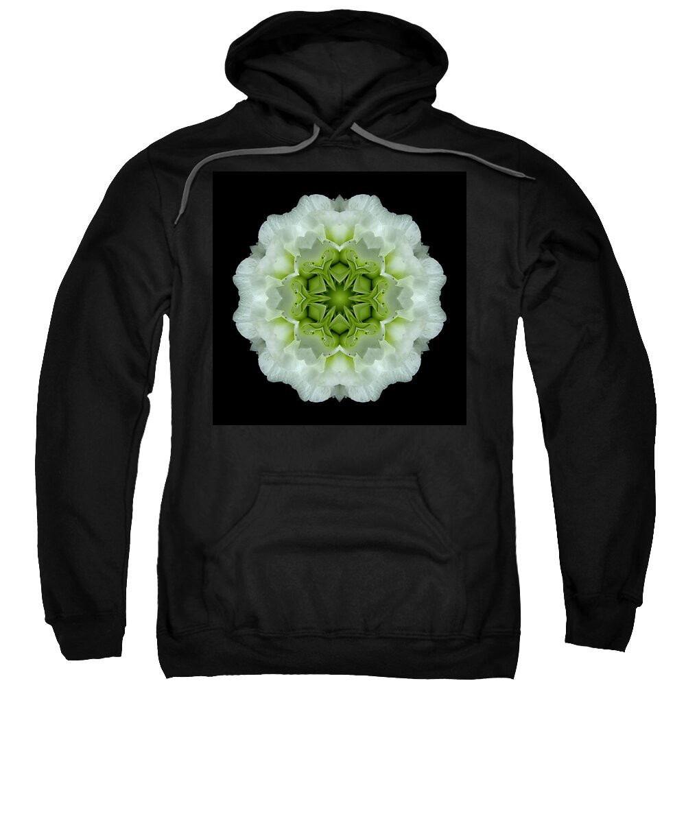 Flower Sweatshirt featuring the photograph White and Green Begonia Flower Mandala by David J Bookbinder