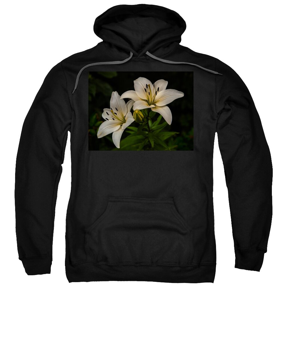 Flower Sweatshirt featuring the photograph White lilies by Davorin Mance