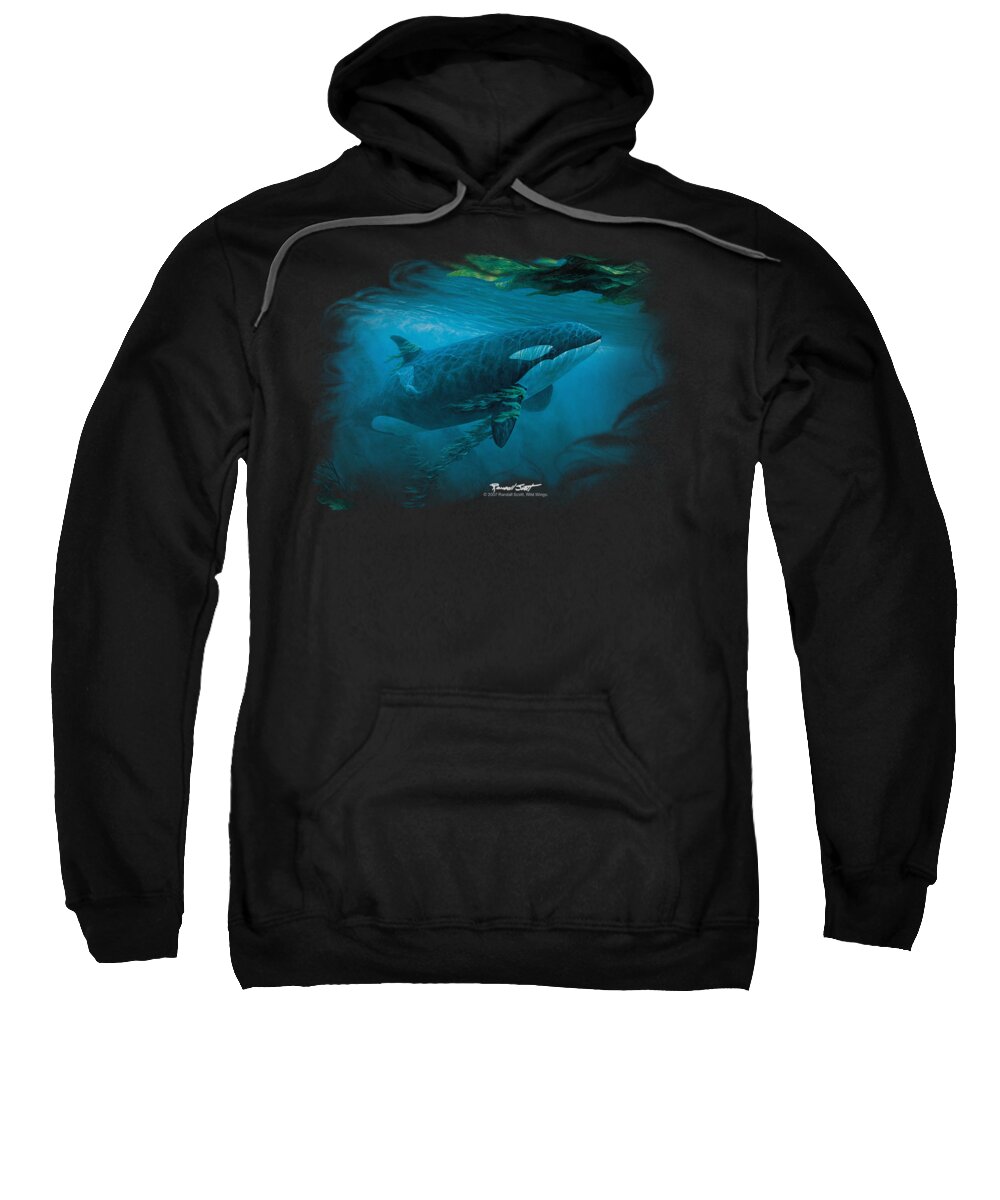 Wildlife Sweatshirt featuring the digital art Wildlife - Pursuit Thru The Kelp Orca by Brand A