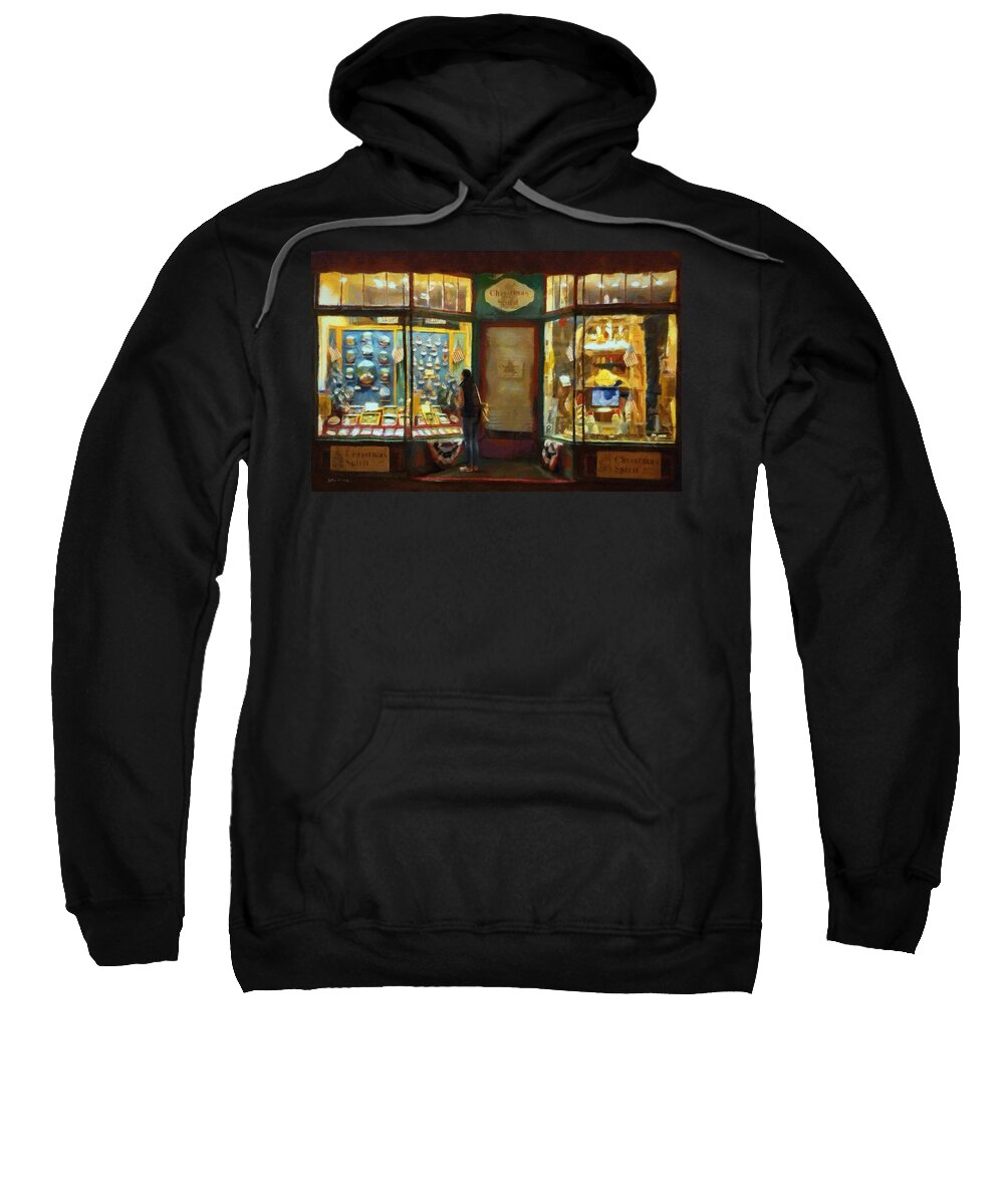 Shop Sweatshirt featuring the painting Window Shopping by Jeffrey Kolker