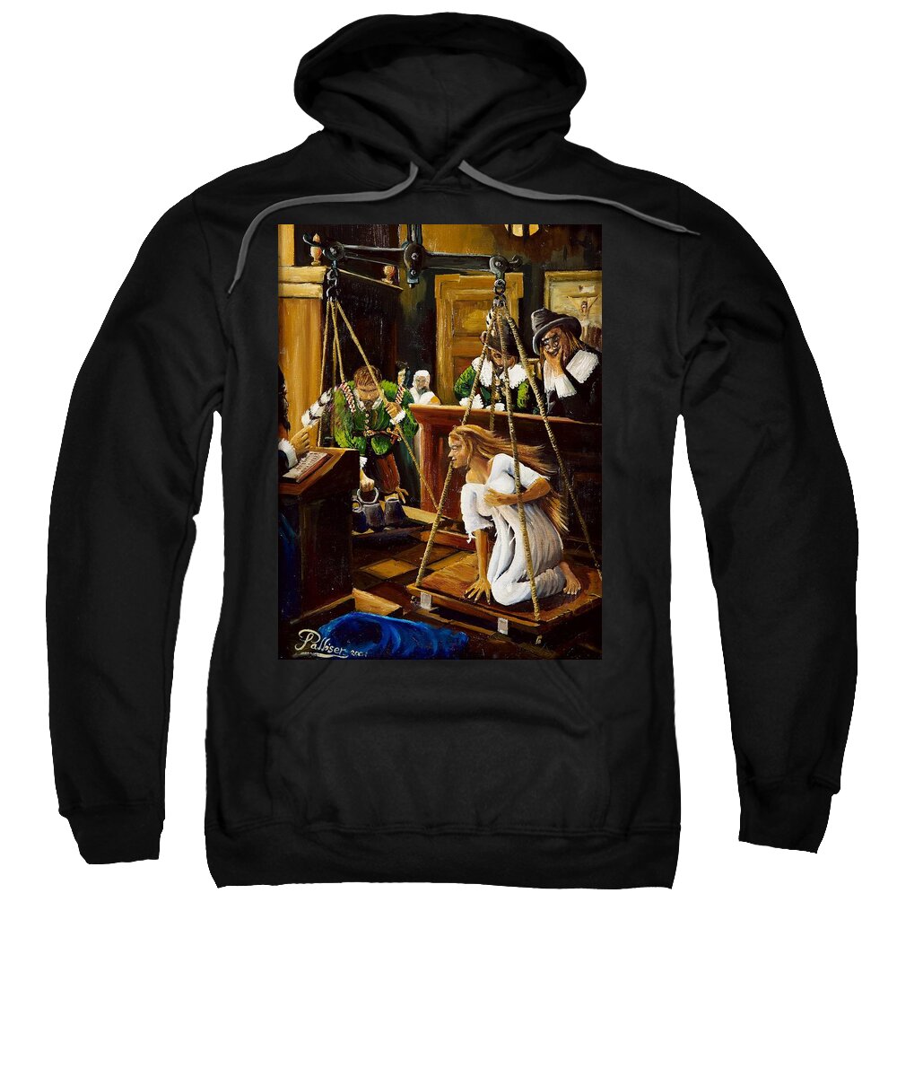 Witches Sweatshirt featuring the painting Witch Weighers by John Palliser