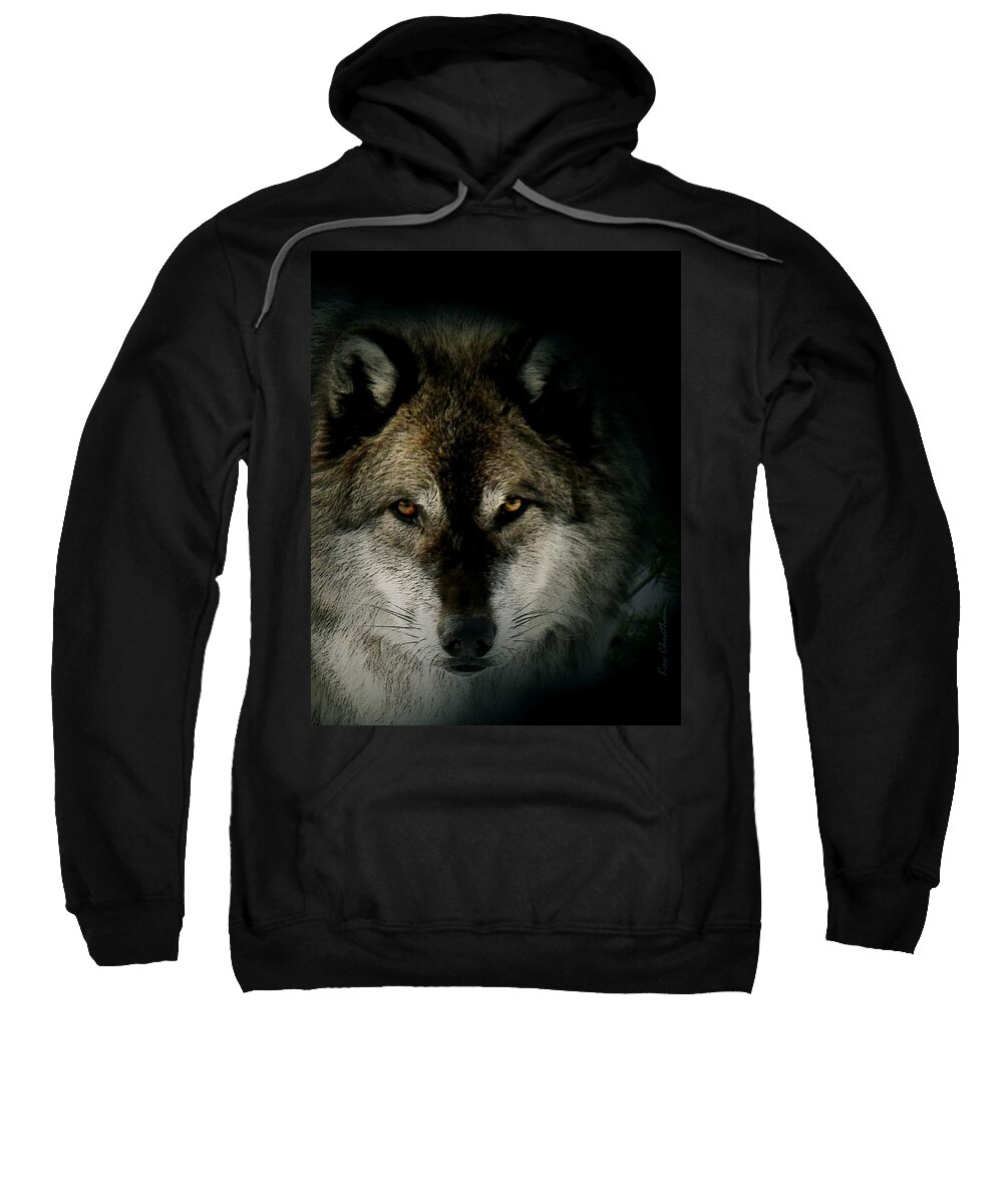 Wolf Sweatshirt featuring the digital art Wolf in Shadow by Kae Cheatham
